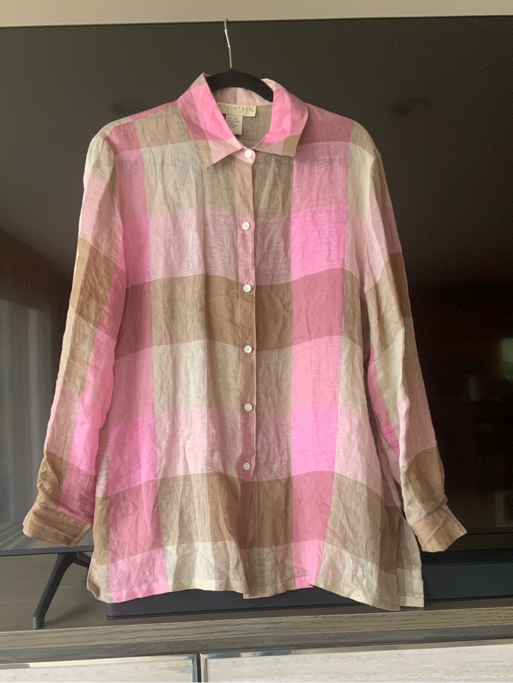 Pure Linen Doncaster button down Blouse Size Large